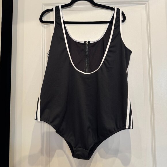 Adidas Originals Adicolor Three-stripe Zip-front Swimsuit - 3X - Picture 3 of 6
